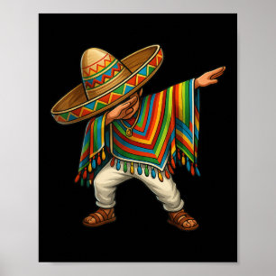 Dabbing Poncho Mexicaanse jongen Dab Cinco de Mayo Poster