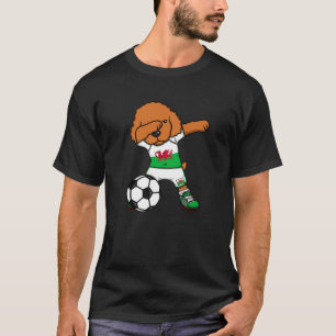 Dabbing Poodle Dog Wales Soccer Fans Jersey Footba T-shirt