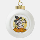 Dabbing Poodle Halloween Keramische Bal Ornament (Voorkant)