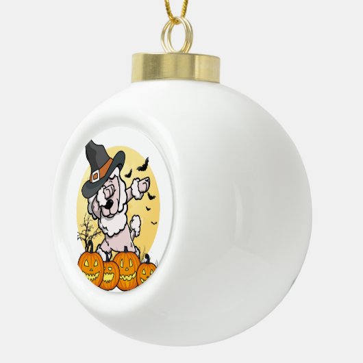 Dabbing Poodle Halloween Keramische Bal Ornament (Rechts)
