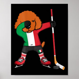 Dabbing Poodle Hond Italië IJshockey Fans T-shirt Poster