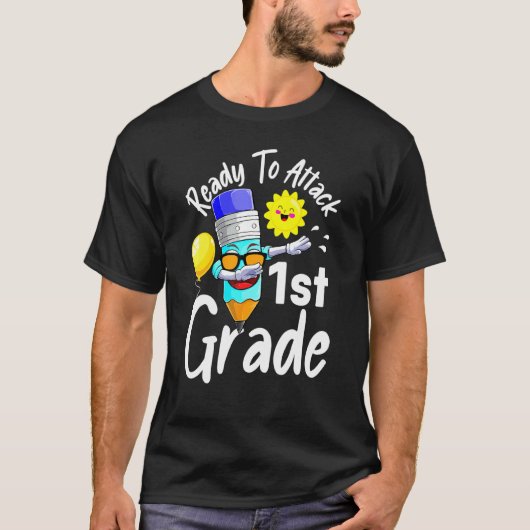 Dabbing Potlood klaar om 1st graad terug naar S aa T-shirt (Voorkant)