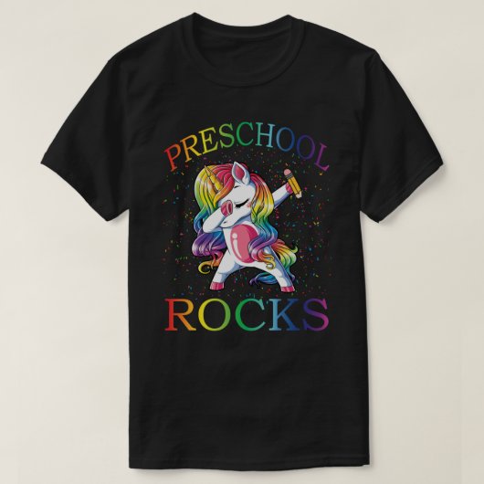 Dabbing PRESCHOOL Teacher Unicorn Tshirt 1e dag O (Design voorkant)