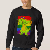 Dabbing Pridesaurus Rex Dinosaur LGBT Flag Gay Pri Trui (Voorkant)