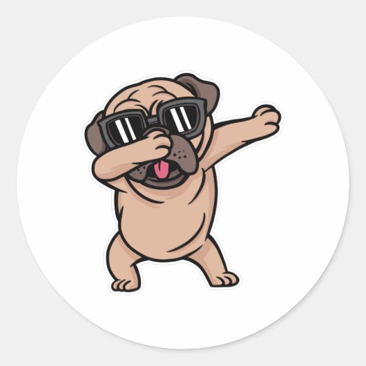 Dabbing Pug Dog Ronde Sticker (Voorkant)