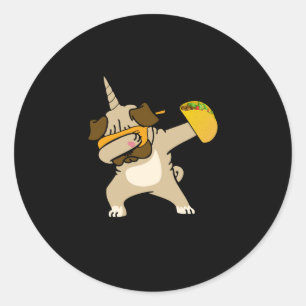 Dabbing Pug Dog Taco Pugicorn Mexicaanse Tacos Ronde Sticker