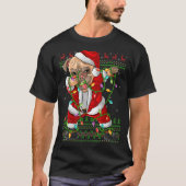 Dabbing Pug Dog Xmas Lights Lelijk Pug Santa Chris T-shirt (Voorkant)
