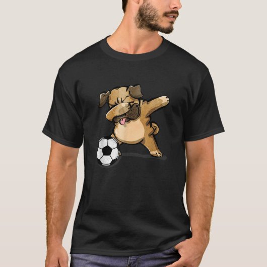 Dabbing Pug Funny Dog Soccer Lovers Football Pug L T-shirt (Voorkant)