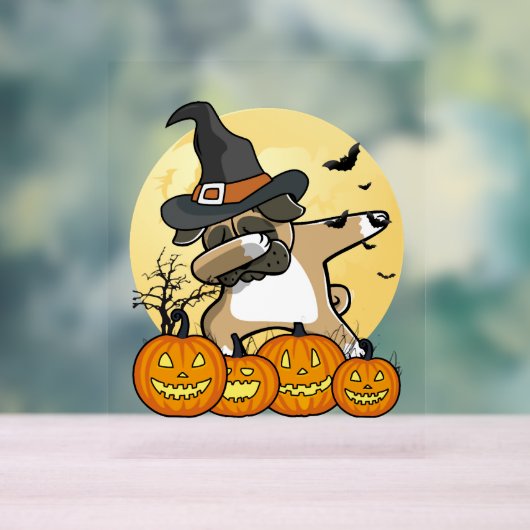Dabbing Pug Halloween Acryl Bord (Neutraal)