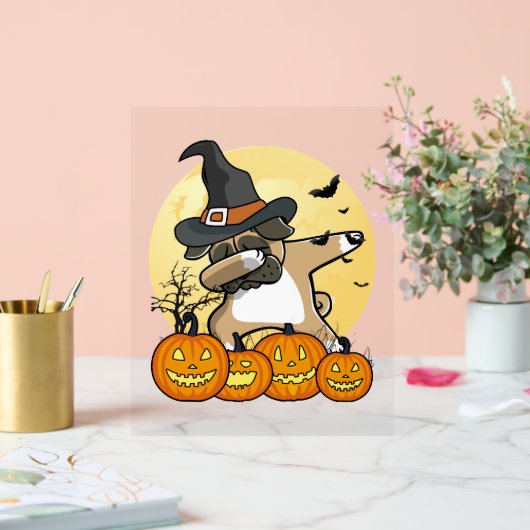 Dabbing Pug Halloween Acryl Bord (Huwelijk)