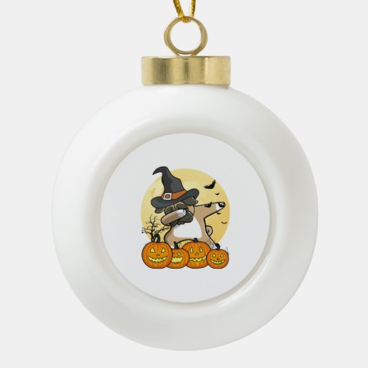Dabbing Pug Halloween Keramische Bal Ornament (Voorkant)