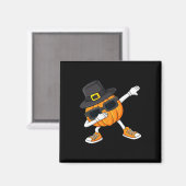 Dabbing Pumpkin Pilgrim Thanksgiving Day Boys Girl Magneet (Voorkant / Achterkant)
