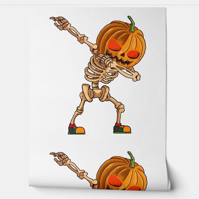 Dabbing Pumpkin - Scary Skeleton Costume - Funny H Behang (Afrollen)