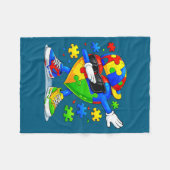 Dabbing puzzel autisme bewustzijn grappig fleece deken (Voorkant (Horizontaal))