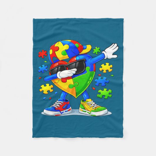 Dabbing puzzel autisme bewustzijn grappig fleece deken (Voorkant)