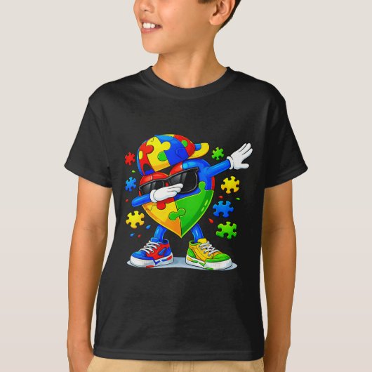 Dabbing puzzel autisme bewustzijn grappig  t-shirt (Voorkant)