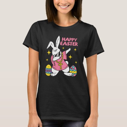 Dabbing Rabbit Easter Day Bunny Hunting Eggs Boys T-shirt (Voorkant)