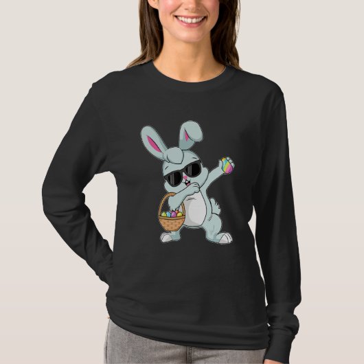 Dabbing Rabbit Easter Day Eggs Bunny Dabbing Boys T-shirt (Voorkant)