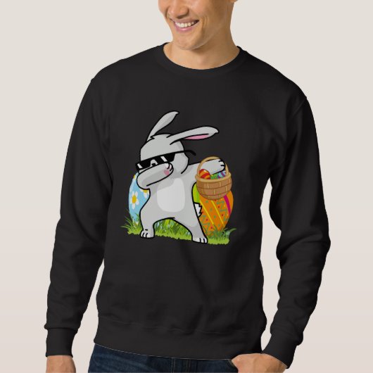 Dabbing Rabbit Easter Day Eggs Bunny Dabbing Boys  Trui (Voorkant)