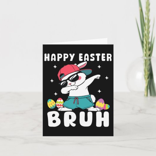 Dabbing Rabbit Easter Day Eggs Dab Boys Girls Kind Kaart (Voorkant)