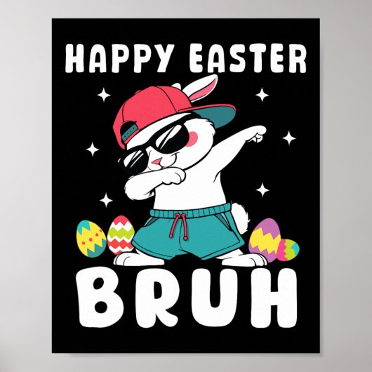 Dabbing Rabbit Easter Day Eggs Dab Boys Girls Kind Poster (Voorkant)