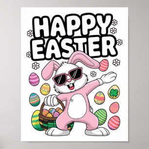 Dabbing Rabbit Easter Day Eggs Dab Boys Girls Kind Poster
