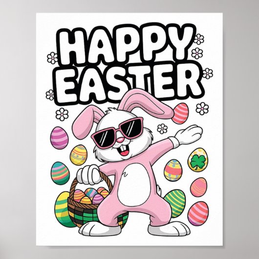Dabbing Rabbit Easter Day Eggs Dab Boys Girls Kind Poster (Voorkant)