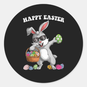 Dabbing Rabbit Easter Day Eggs Dab Boys Girls Kind Ronde Sticker