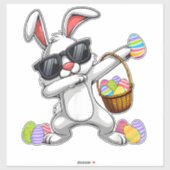Dabbing Rabbit Easter Day Eggs Dab boys Girls Kind Sticker (Vel)