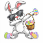 Dabbing Rabbit Easter Day Eggs Dab boys Girls Kind Sticker (Voorkant)