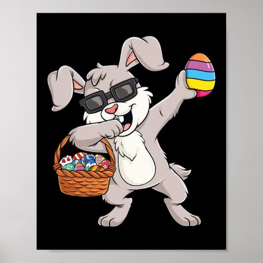 Dabbing Rabbit Easter Day Eggs Fun Toddler Boys Gi Poster (Voorkant)