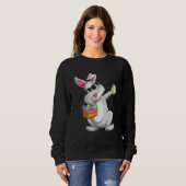 Dabbing Rabbit Easter Day Eggs Hunting Basket Dab Trui (Voorkant volledig)