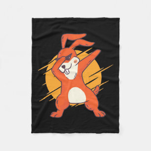 Dabbing Rabbit Fleece Deken