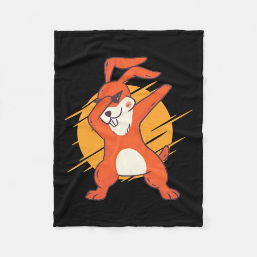 Dabbing Rabbit Fleece Deken (Voorkant)