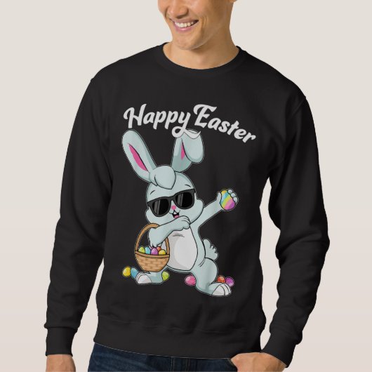 Dabbing Rabbit Happy Easter Day Eggs Dab Boys Girl Trui (Voorkant)