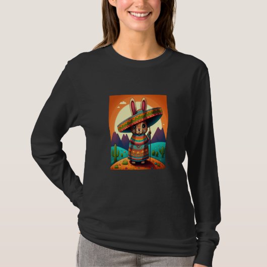Dabbing Rabbit In Mexican Costume Year of The Rabb T-shirt (Voorkant)