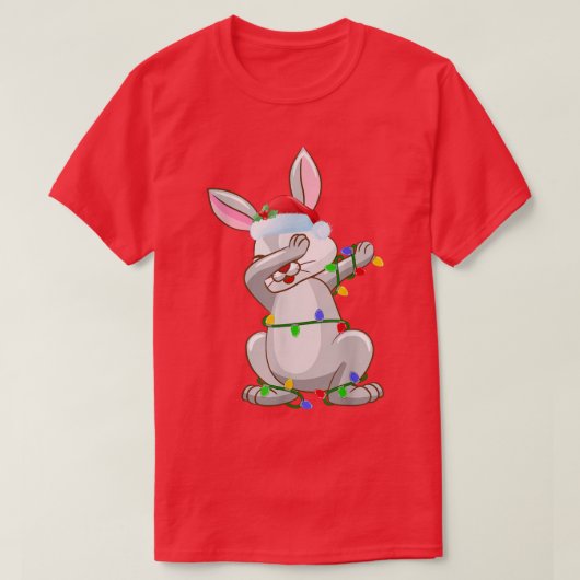 Dabbing Rabbit Xmas Licht Funny Santa Rabbit Chri T-shirt (Design voorkant)