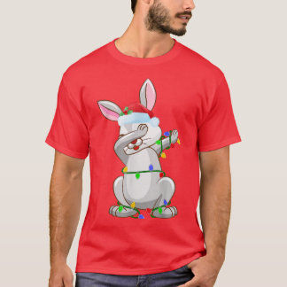 Dabbing Rabbit Xmas Licht Funny Santa Rabbit Chri T-shirt