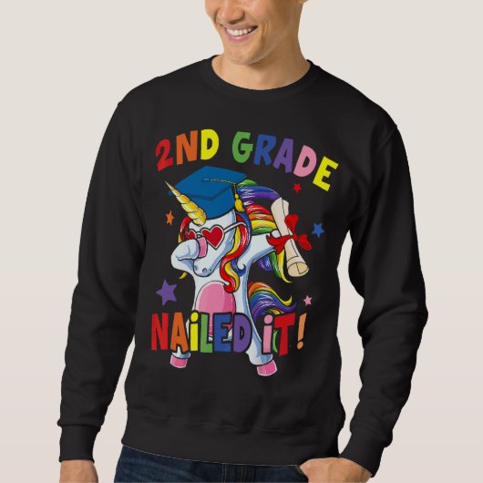 Dabbing Rainbow Unicorn 2e graad Nailing it Trui (Voorkant)