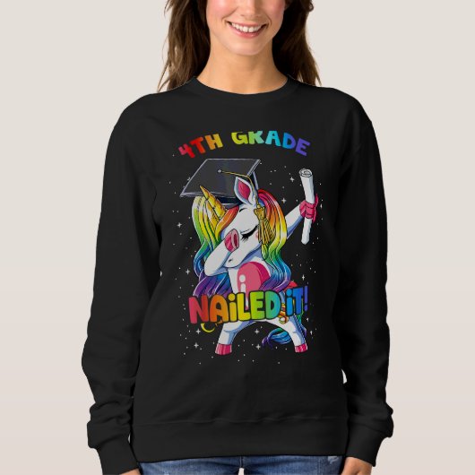 Dabbing Rainbow Unicorn 4e klas genageld het Trui (Voorkant)