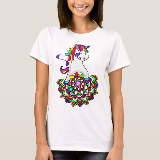 Dabbing Rainbow Unicorn - Mandala Dab T-shirt (Voorkant)