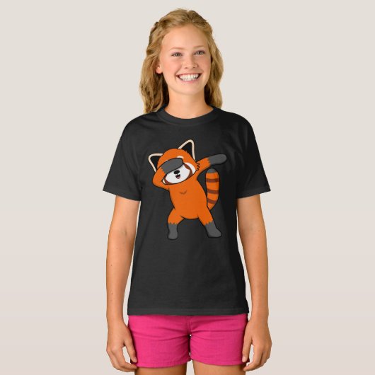 Dabbing Red Panda Cute Pet Animal Pandas Lover Gra T-shirt (Voorkant volledig)