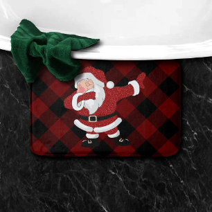 Dabbing Red Pset Santa Claus   Fun Rustic Buffalo Badmat
