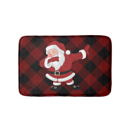 Dabbing Red Pset Santa Claus | Fun Rustic Buffalo Badmat (Voorkant)