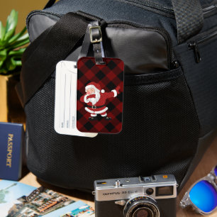 Dabbing Red Pset Santa Claus Fun Rustic Buffalo Bagagelabel