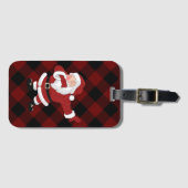 Dabbing Red Pset Santa Claus | Fun Rustic Buffalo Bagagelabel (Voorkant (horizontaal))