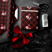 Dabbing Red Pset Santa Claus | Fun Rustic Buffalo Cadeaupapier