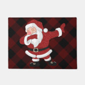 Dabbing Red Pset Santa Claus | Fun Rustic Buffalo Deurmat (Voorkant)