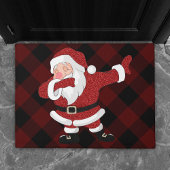 Dabbing Red Pset Santa Claus | Fun Rustic Buffalo Deurmat