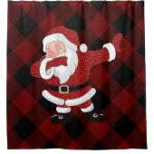 Dabbing Red Pset Santa Claus | Fun Rustic Buffalo Douchegordijn (Voorkant)